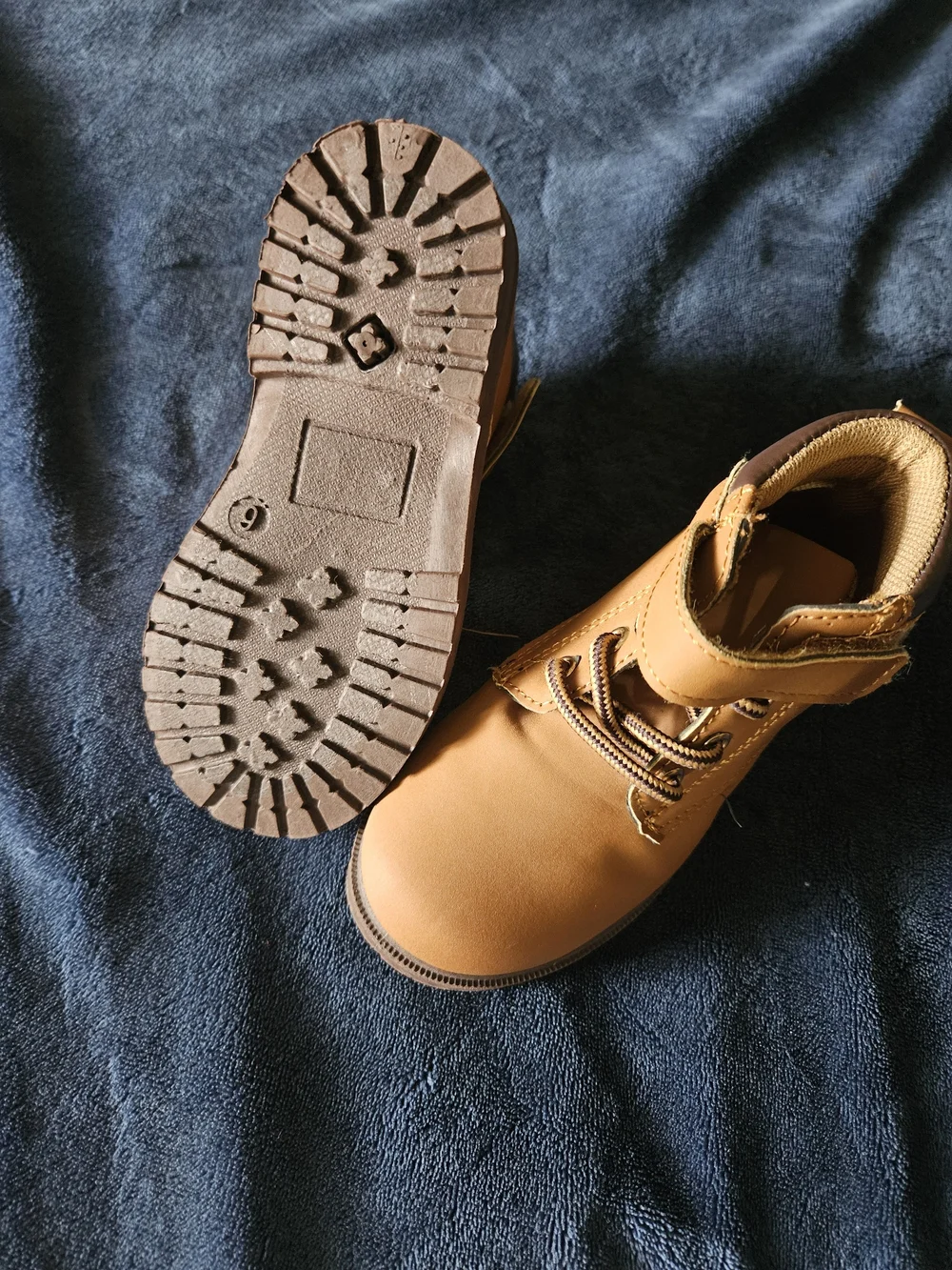 Kids Tan Ankle Boots with Velcro Strap